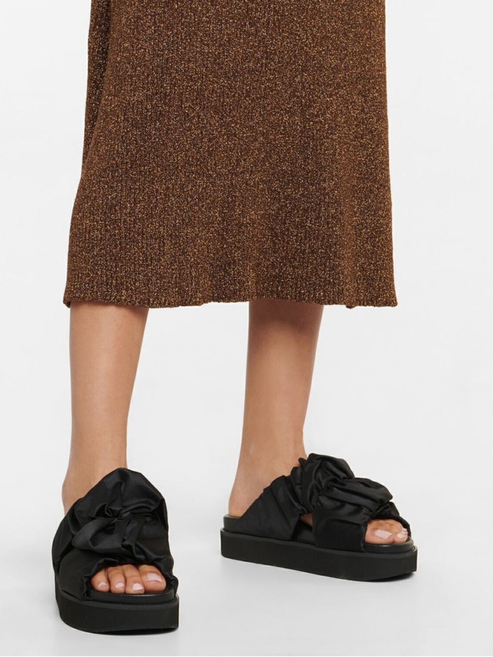 GANNI Ruched Crossover Platform Sandals